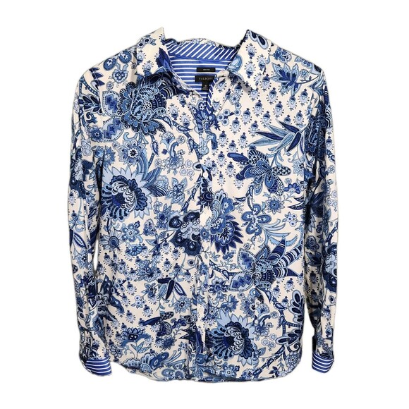 Talbots Tops - Talbots Blue Paisley Long Sleeve Button Shirt - Size 10